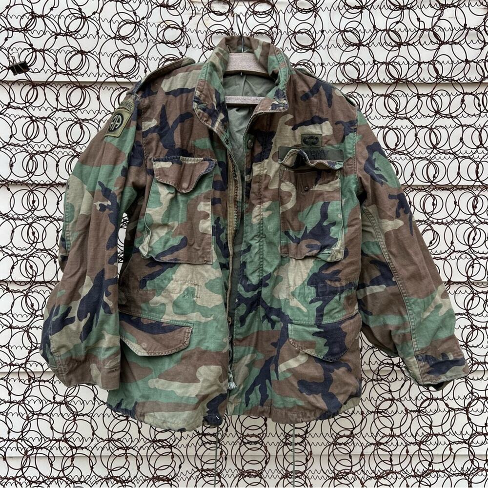 Vintage Old School Camo US Army Airborne Coat Cold Weather Field Medium Short - Picture 3 of 12